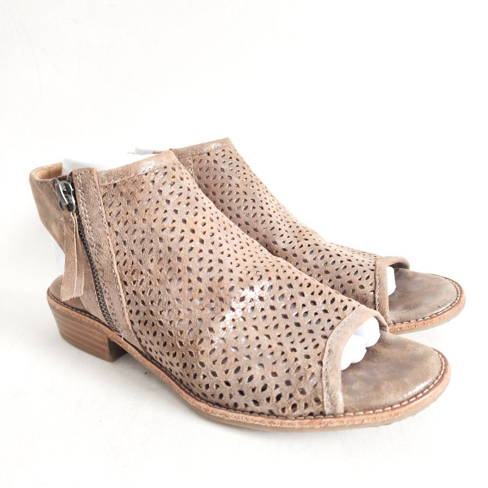 Sofft Taupe Perforated Leather Open-Toe Sandal Booties